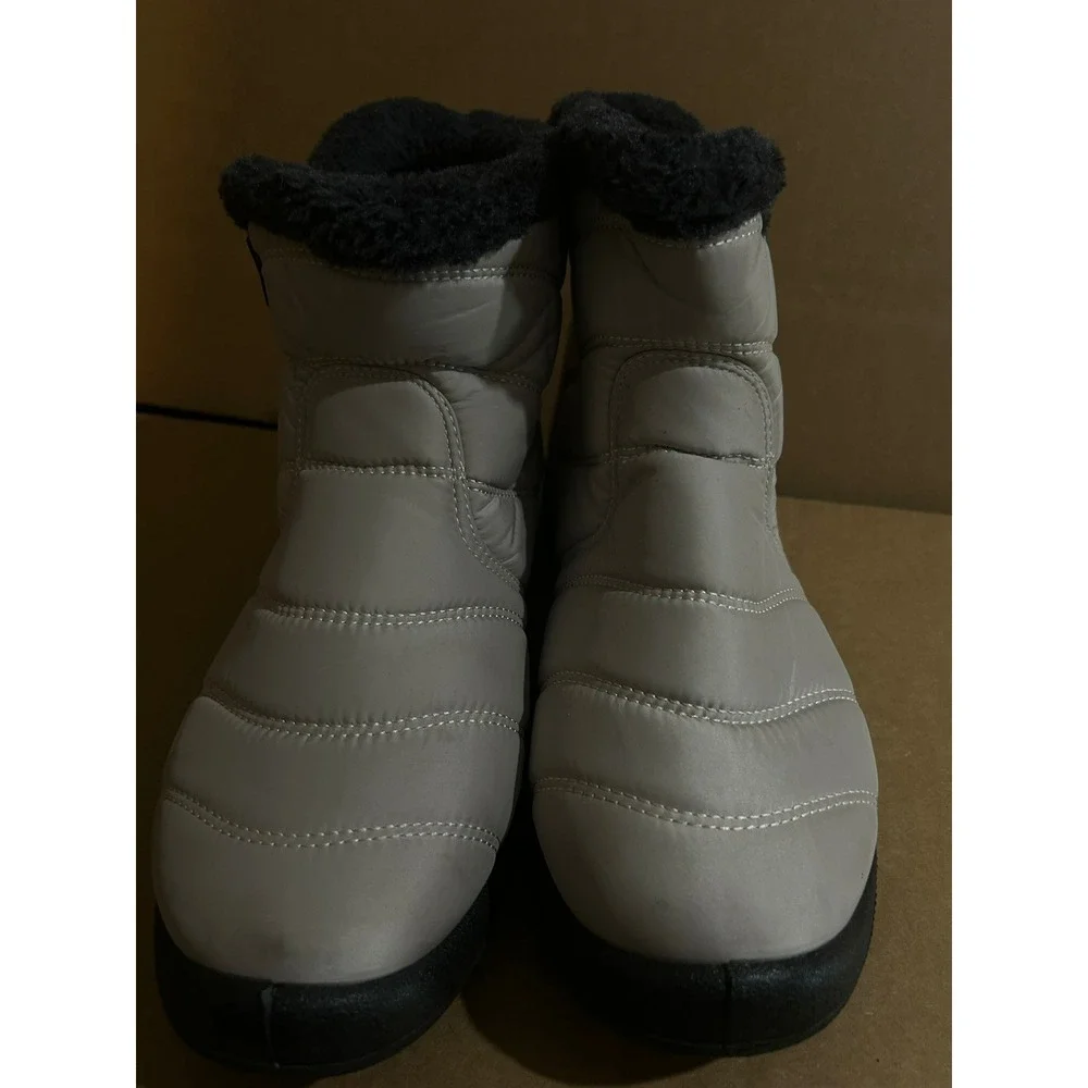 Quilted Nylon Boots Faux Fur Lined Tan Ankle Booties 43 Women Size 11‎ Zip Up